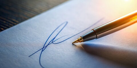 Authentic Handwritten Signature, Deep Focus, Professional Business Document, Legal Contract,  Sharp Detail