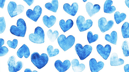 Blue hearts frame on white background. Vector realistic illustration of love symbols on saint valentine, mothers or fathers day card, romantic flyer backdrop, holiday banner with confetti border