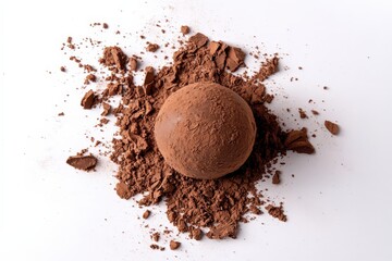 A delicious chocolate truffle covered in cocoa powder rests elegantly