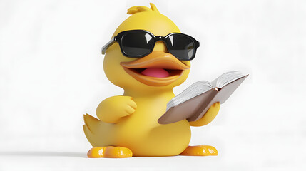 Cool Duck Reading a Book in Summer