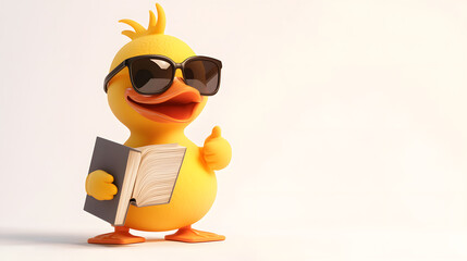 Cool Duck Reading a Book: A Fun Illustration
