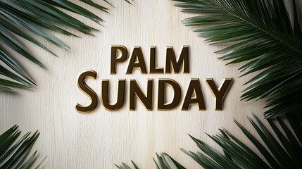 Palm Sunday Celebration with Palm Leaves on Wood Background  