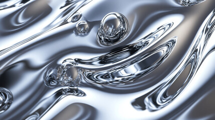 Abstract fluid 3d metal shape for y2k design. Realistic vector illustration set of chrome liquid blobs and drops. Wave and circle silver element. Trendy mercury droplet and splash flow decoration.