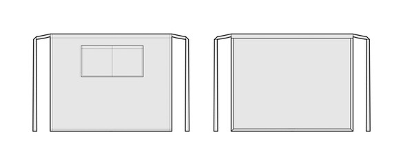 Waist Aprons technical fashion illustration. Chef uniform for cooking cartoon Flat sketch outline apparel template front, back view. Women, men unisex CAD mockup isolated on white background © Vectoressa
