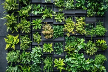 Lush Green Vertical Garden Modern Design Natural Light Eco Friendly
