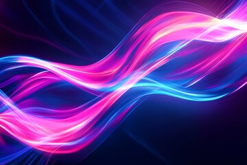 Naklejka premium Abstract Pink Blue Swirling Light Waves Dynamic Energy Flowing Neon Vibrant Glowing Bright Colorful Background Design Illustration art style space 