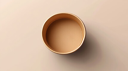 Brown ice cream cup paper package container mockup. Round yogurt bucket vector box. 3d realistic empty isolated plastic food branding kraft packaging. Clear gelato mock up template above view