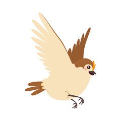 Cute vector illustration of a flying bird with spread wings. Perfect for children's books, educational materials, nature-themed designs, and digital art projects.