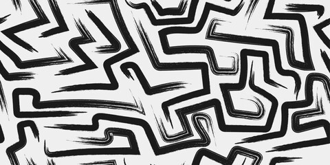 The brushstrokes are thick and bold, creating a dynamic and energetic feel. They are arranged in a seemingly random pattern, forming a maze-like design.