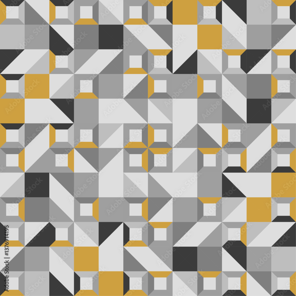 Aufkleber The pattern is composed of squares, triangles, and rectangles, creating a visually dynamic and intricate design.