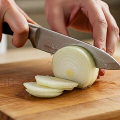 woman cutting onion