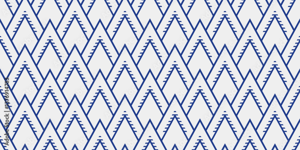 Poster The mountains are formed by overlapping triangles with a textured, striped pattern inside. The pattern creates a sense of depth and movement.