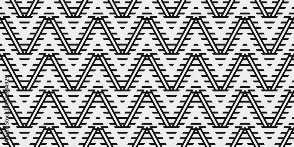 Aufkleber pattern features a repeating motif of interlocking triangles, each formed by a series of horizontal lines.
