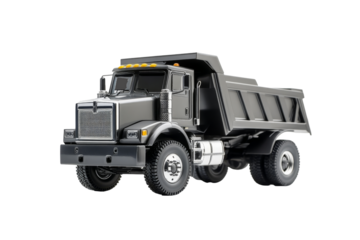 Black Dump Truck With Detailed Exterior And Clear Background