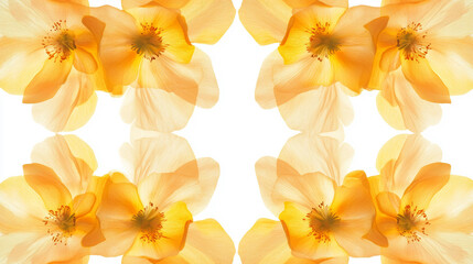 A close up of a yellow flower with a white background