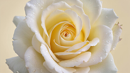 close up white rose with a yellow center