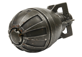 Vintage Black Hand Grenade With Detailed Textures And Weathered Finish On Transparent Background