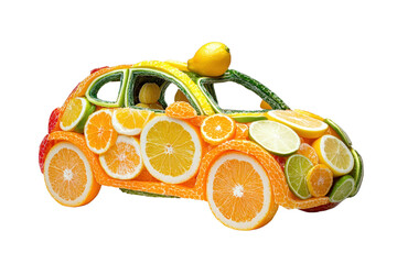 Citrus fruit car concept isolated on transparent background