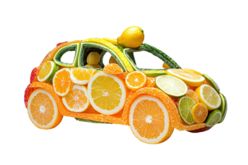 Citrus fruit car concept isolated on transparent background