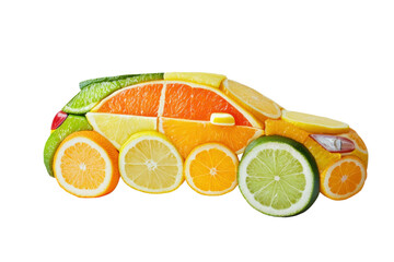 Citrus fruit car concept isolated on transparent background