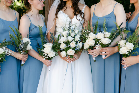 Group of Bridesmaids and Bride at Wedding