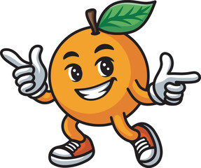 Orange mascot cartoon with funny pose illustration
