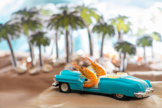 Travel of a loving couple by car. Travel and Trips. Surreal Concept - Powered by Adobe