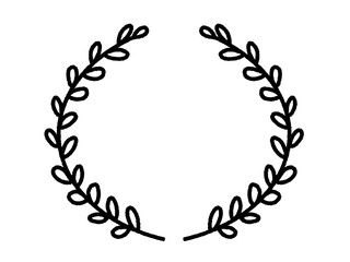 Hand-drawn cute laurel line drawing frame illustration