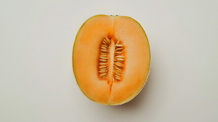 Halved Cantaloupe Melon on White Background