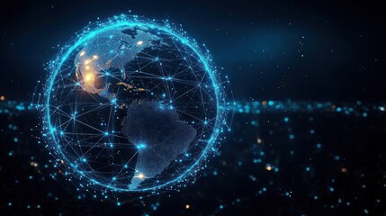 Obraz premium Digital Globe Global Network Technology Communication Cyberspace Business Innovation Information Earth