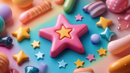 Pastel Dreamland: A Whimsical Collection of Candy Stars and Shapes