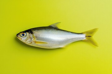 Naklejka premium A singular fish positioned perfectly on a smooth vibrant background