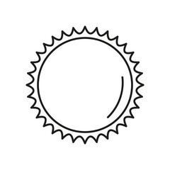 Outline sun shape. Circular spiked design. Black sunburst icon. Minimal vector graphic.
