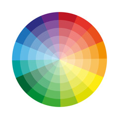 Obraz premium Color wheel spectrum. Vibrant radial design. Abstract gradient circle. Vector illustration.