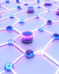 Abstract network, glowing nodes and connections AI generative