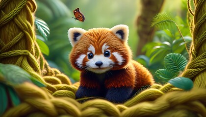 Fototapeta premium Niedlicher roter Pandabär im Wald