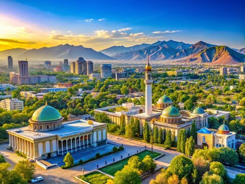 Dushanbe Tajikistan: Cityscape View with Copy Space for Text