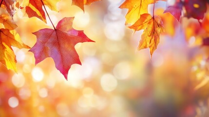 Vibrant autumn leaves with blurred bokeh background