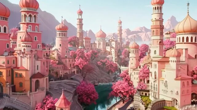 Pink Arabian Cityscape
