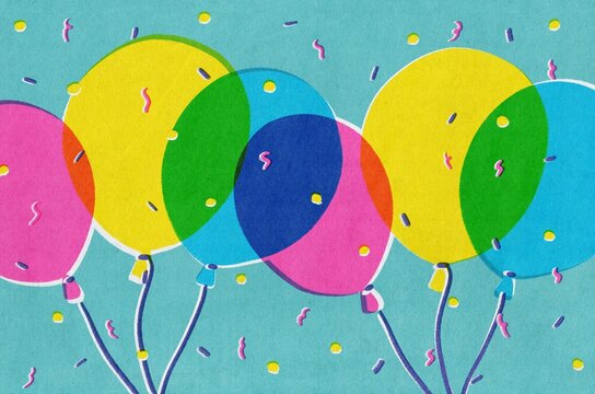 Celebraton wth Balloons and confetti