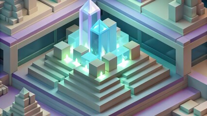 Fototapeta premium Abstract Cityscape, Isometric, Geometric, Low-Poly, Background