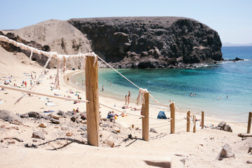 Scenic Beach with Wooden Posts