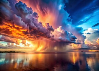 Ethereal Rain Cloudscape: Surreal Beauty of a Stormy Sky