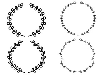 Obraz premium Hand drawn cute laurel and floral frame set illustration