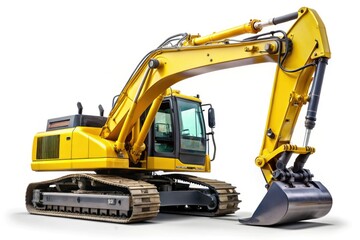 Heavy-duty, surreal yellow excavator.  Unleashing industrial strength for massive construction feats.