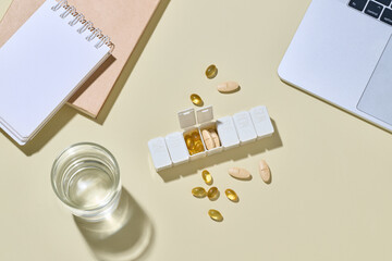 Organized Daily Vitamin Routine With Medicine Pill Organizer
