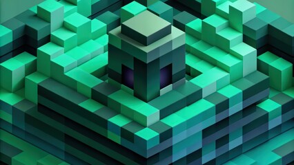 Abstract Green Cubic Structure Background