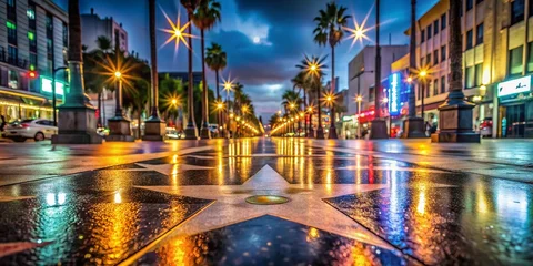 Hollywood Star Walk Fame Night Cityscape Los Angeles California © Man888