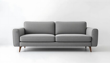 Naklejka premium Elegant grey two-seater sofa isolated on a bright white background