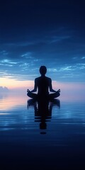 Serene Meditation Against the Twilight Sky and Reflective Water